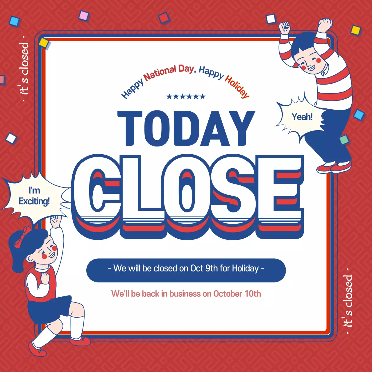 Red Retro Holiday Announcement Instagram Post