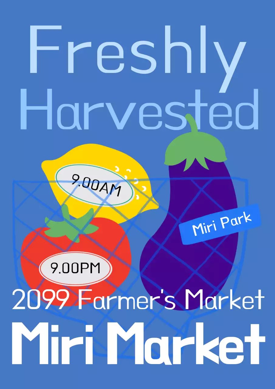 Promote a sale on blue, pretty produce