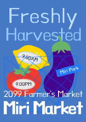 Promote a sale on blue, pretty produce