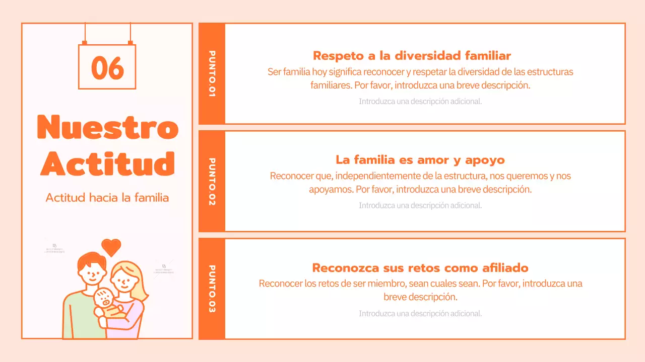 Programa de cultura familiar con simpáticas ilustraciones en naranja