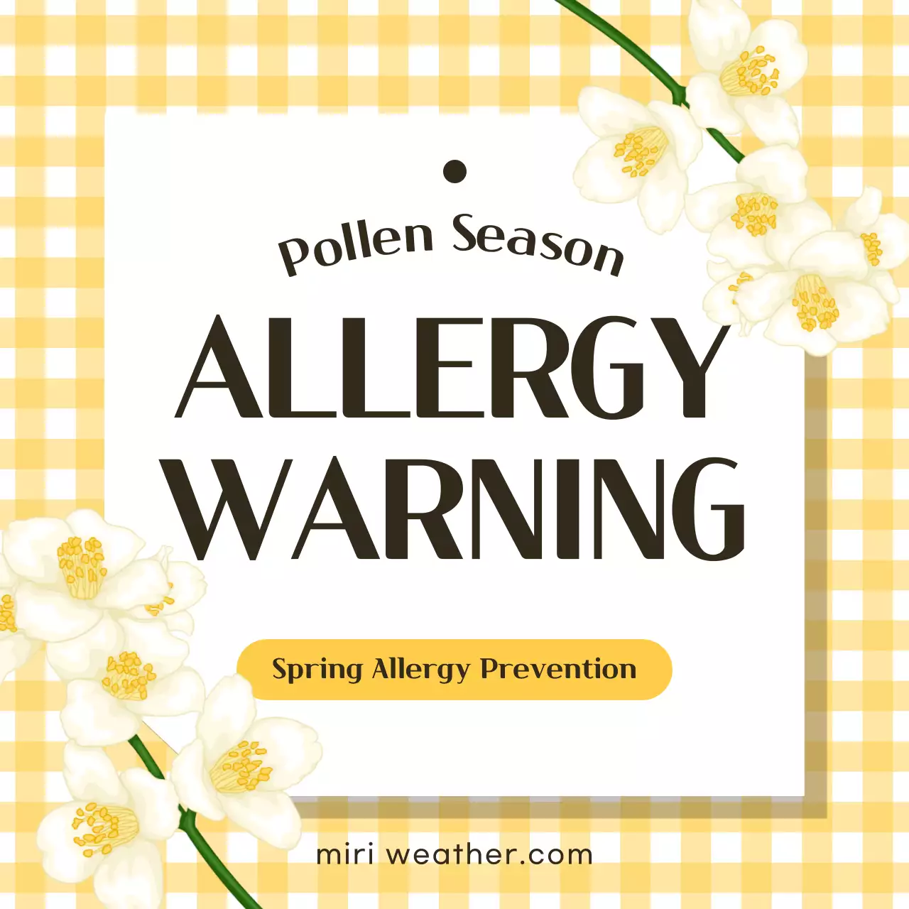 Pollen awareness campaign featuring yellow checkerboards and flowers