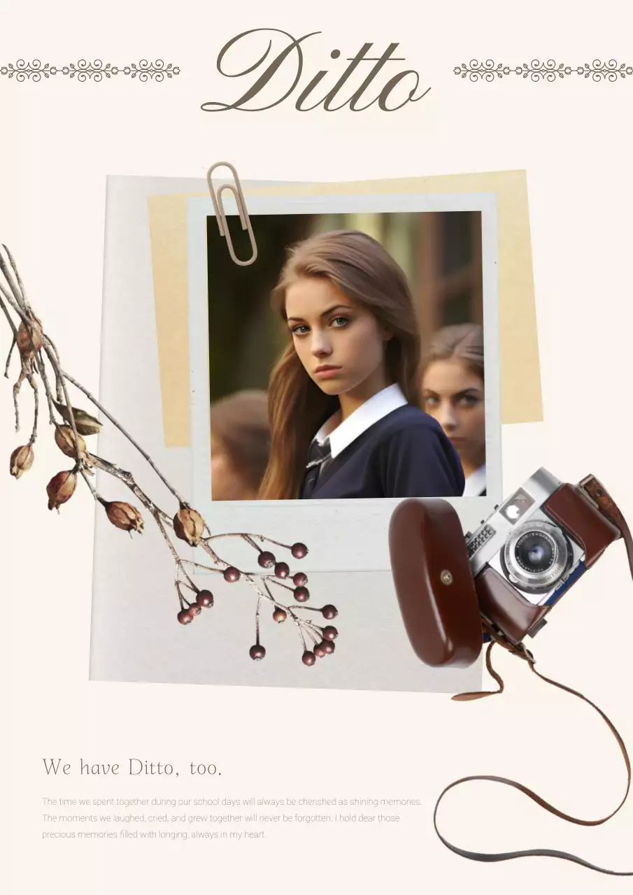 베이지 빈티지 학교 일기 포스터