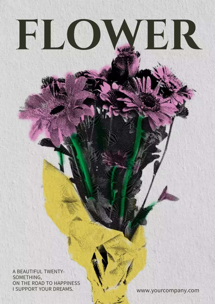 Pink Vintage Flower Advertisement Poster