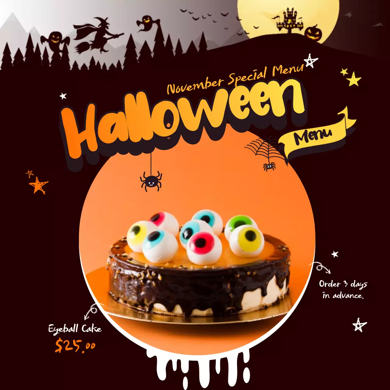 Brown Spooky Halloween Menu Promotion Instagram Post