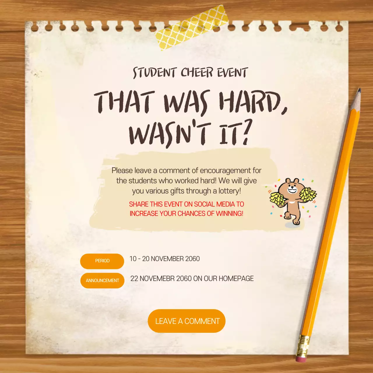 Beige Rustic Student Promotion Instagram Post