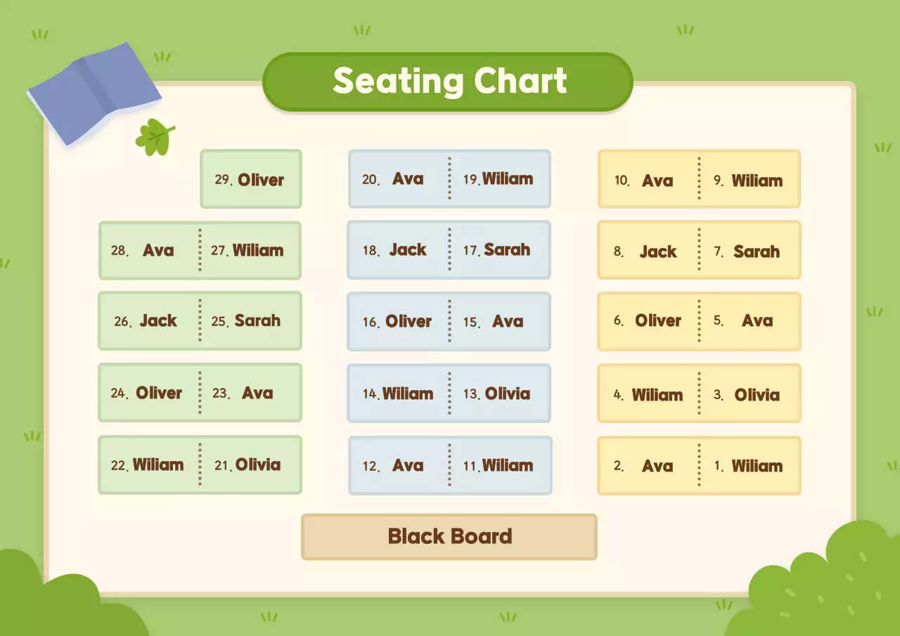 Green Simple Seating Chart Layout Poster
