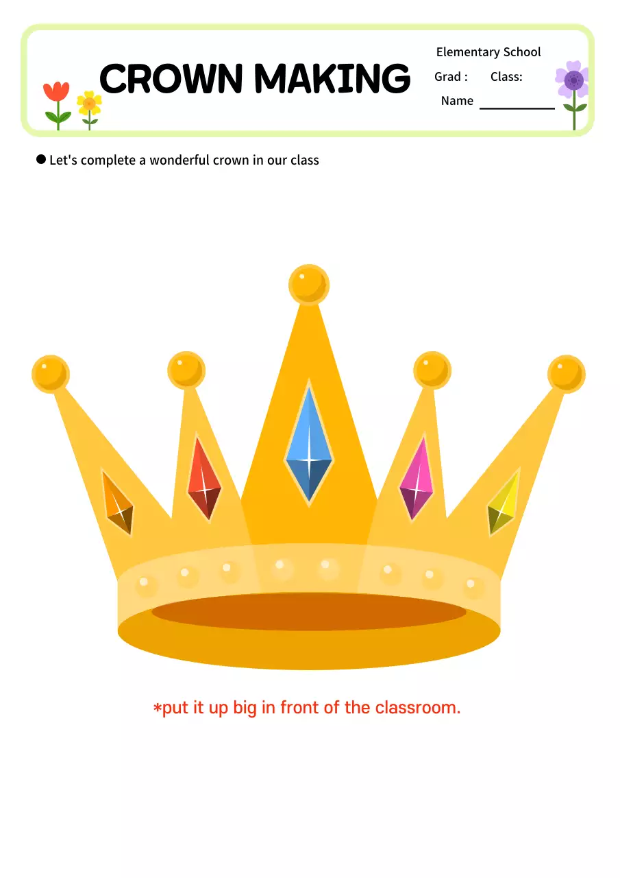 Folha de exercícios de pôster de coroa simples preta