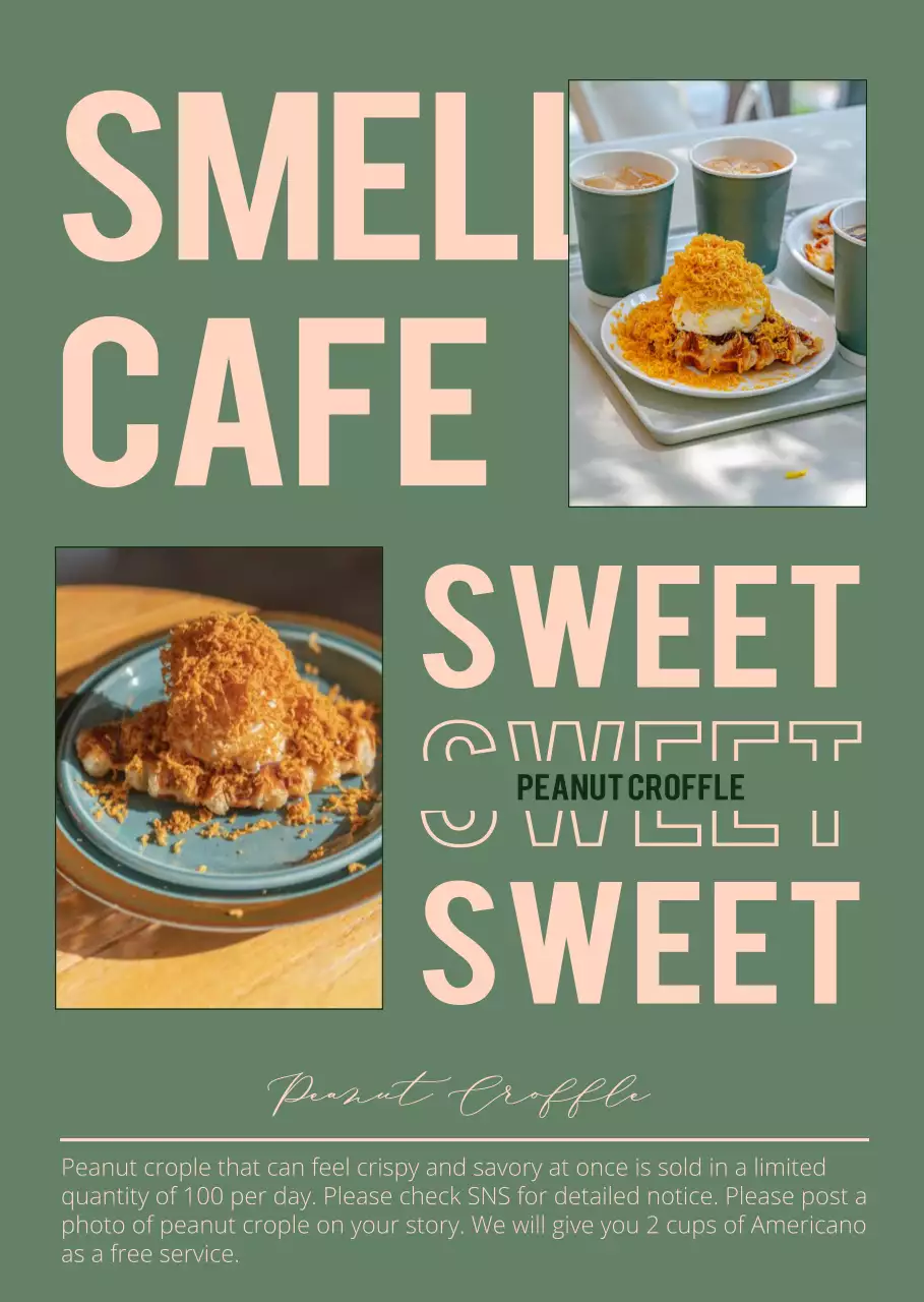 Mempromosikan menu dengan tata letak yang berbeda dalam warna hijau