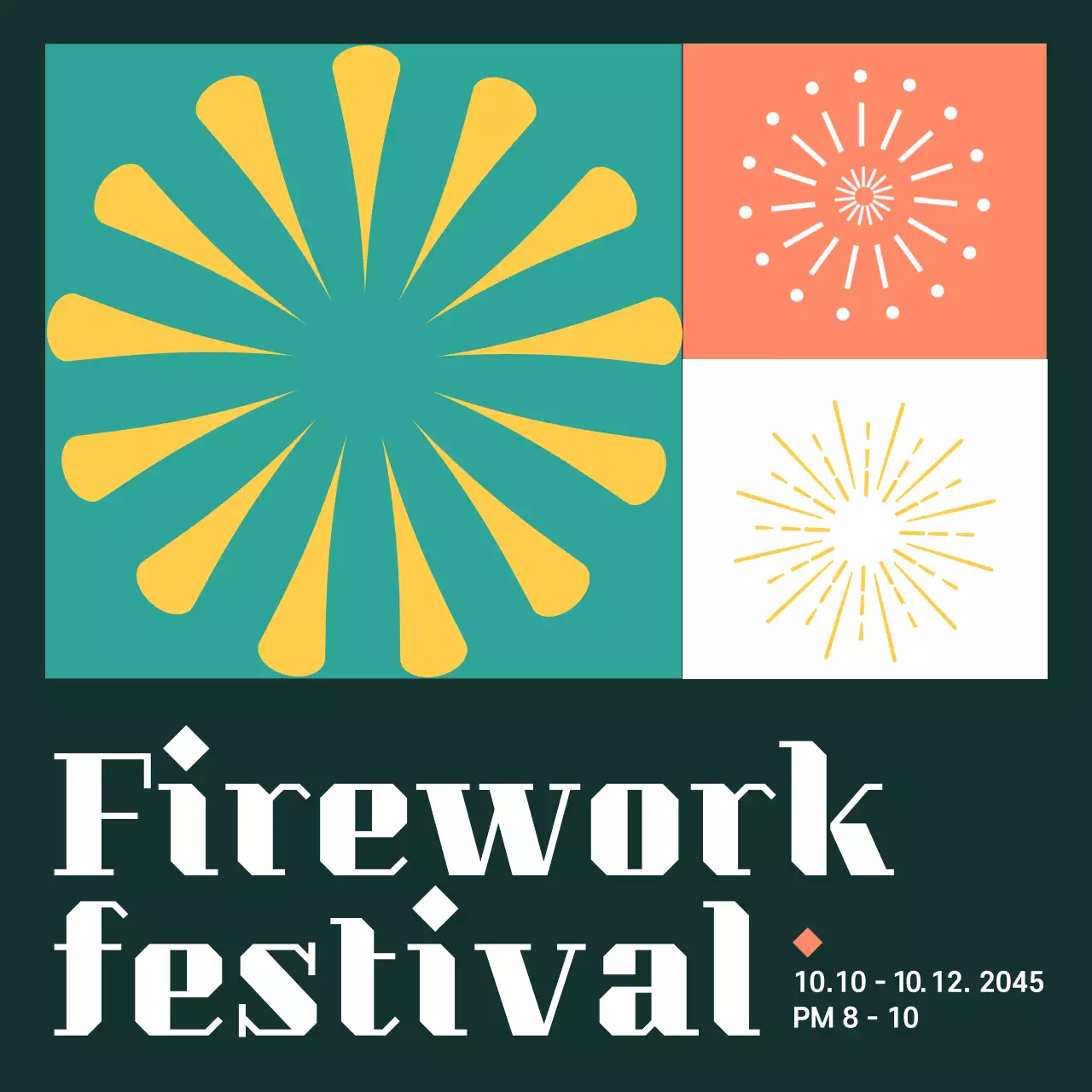 Teal Retro Festival Announcement Social Media Post