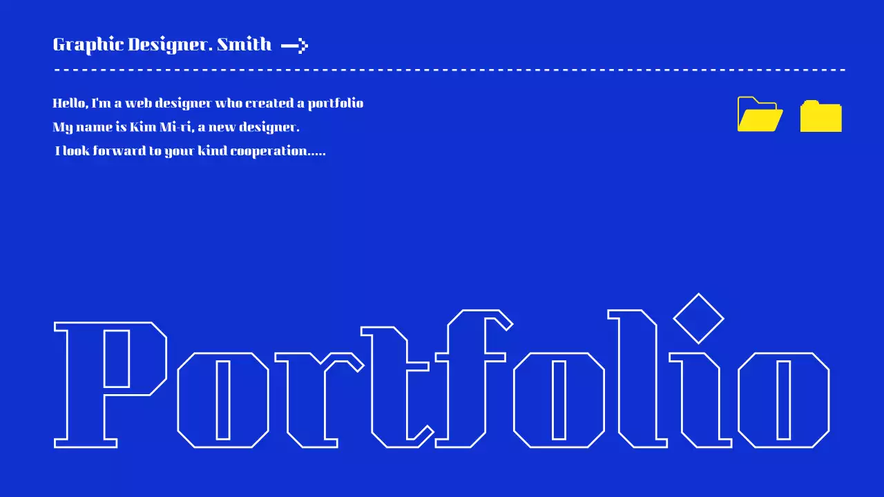 Portfolio presentation in blue and yellow