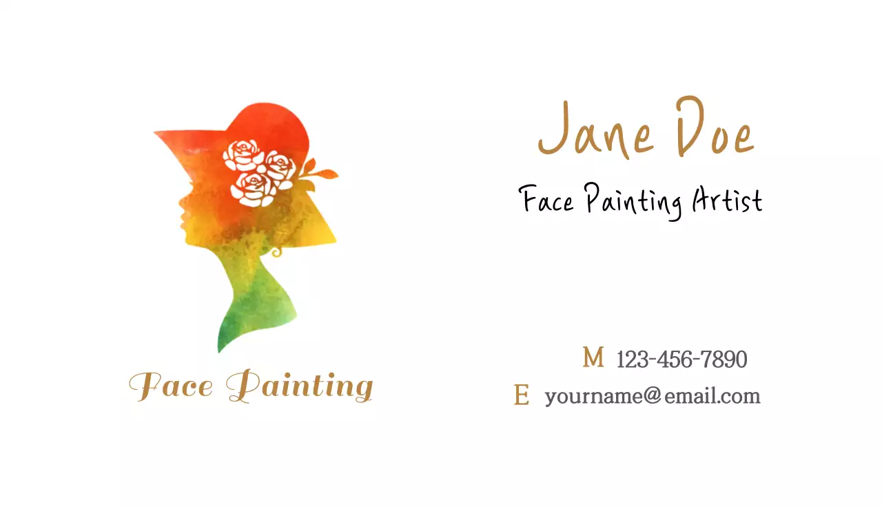Rainbow Artistic Face Painting Promotion Business Card