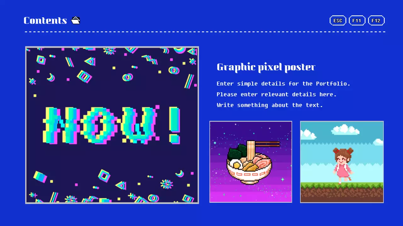 Portfolio presentation in blue and yellow