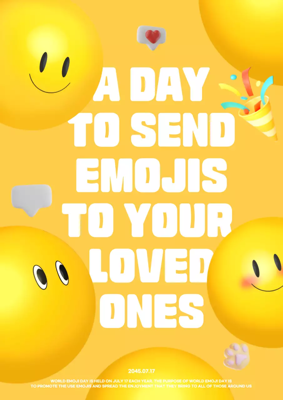 노란색 장난 이모티콘 발표 포스터