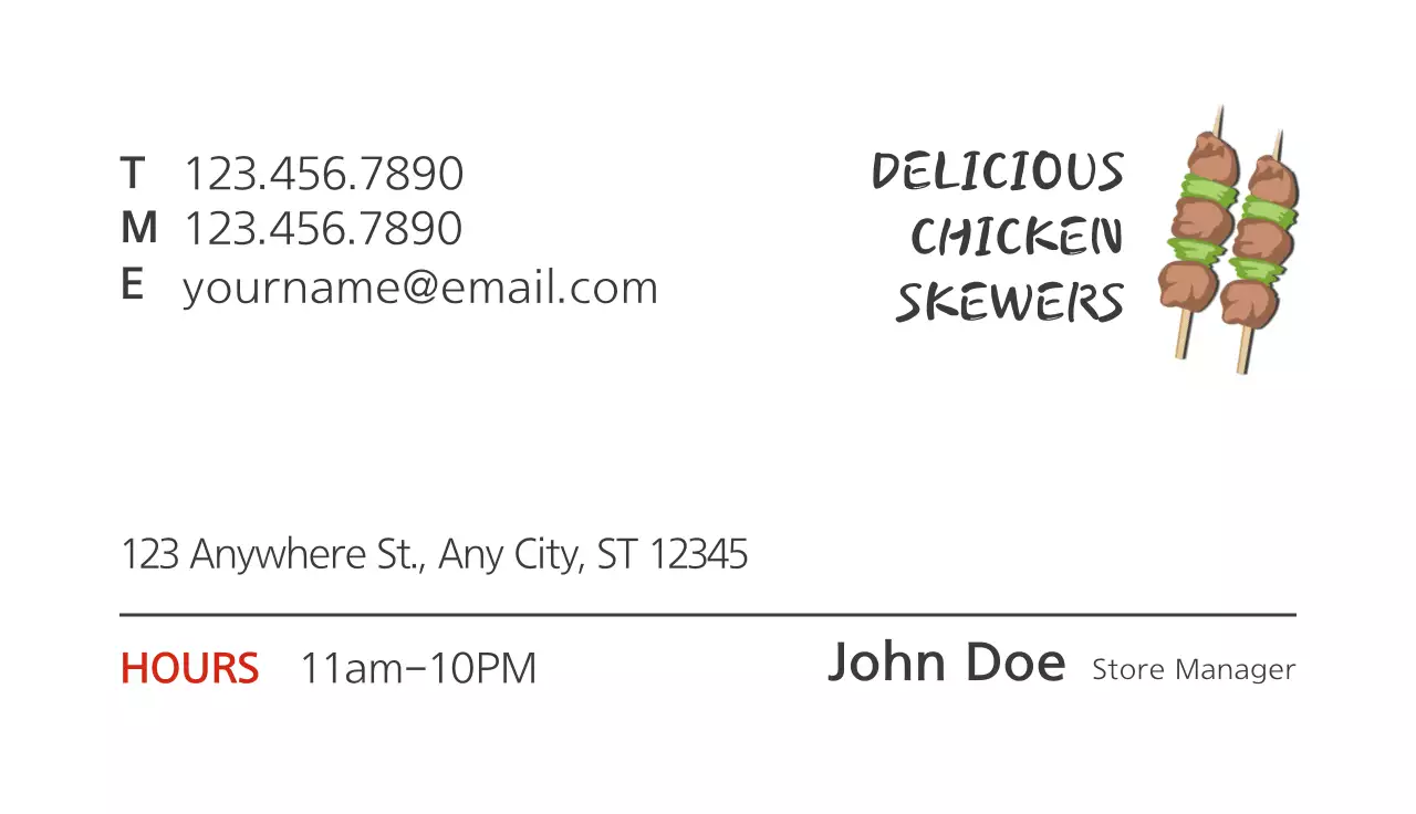 White Minimal Chicken Promotion Business Card