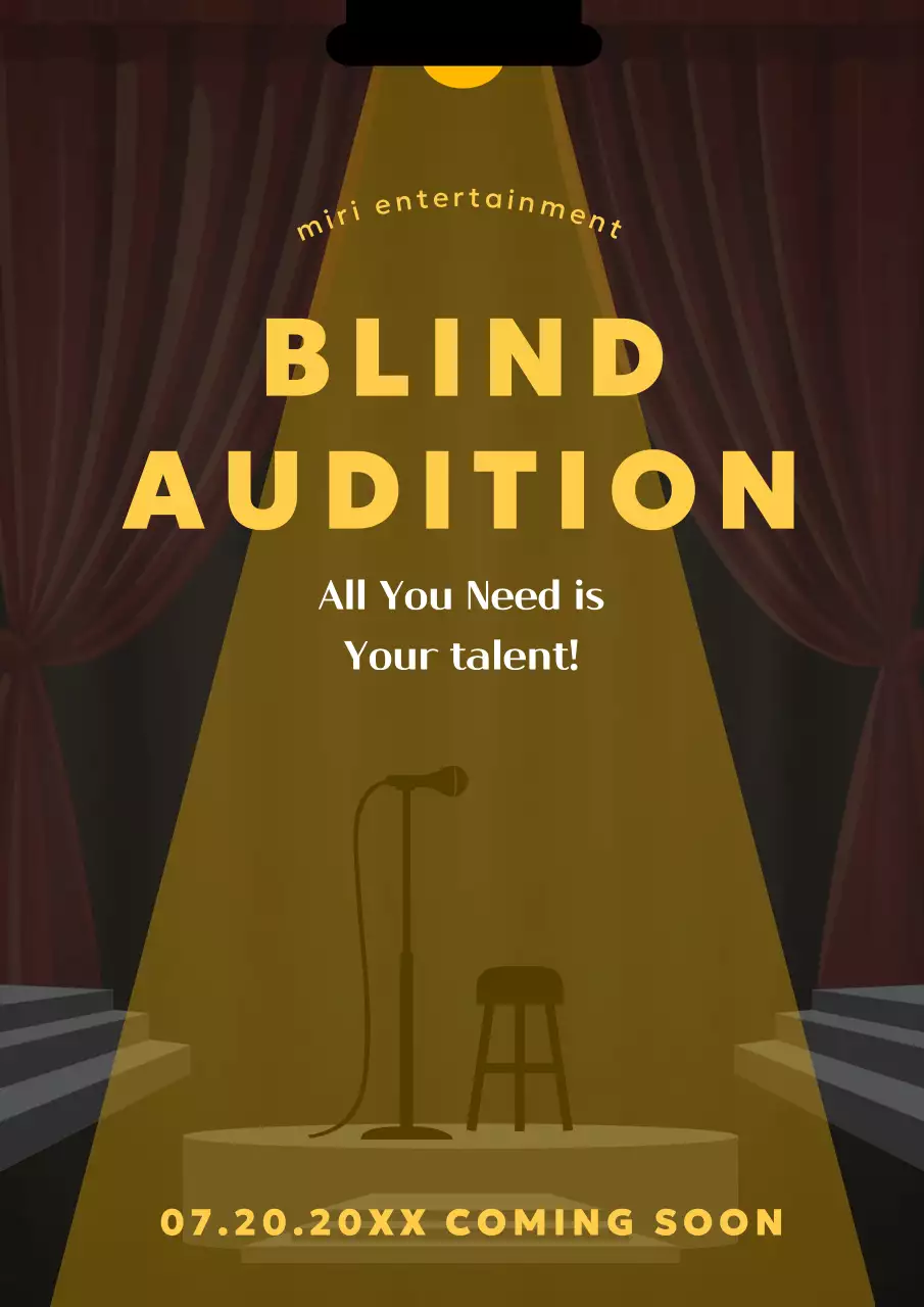 Yellow Vintage Audition Announcement Poster