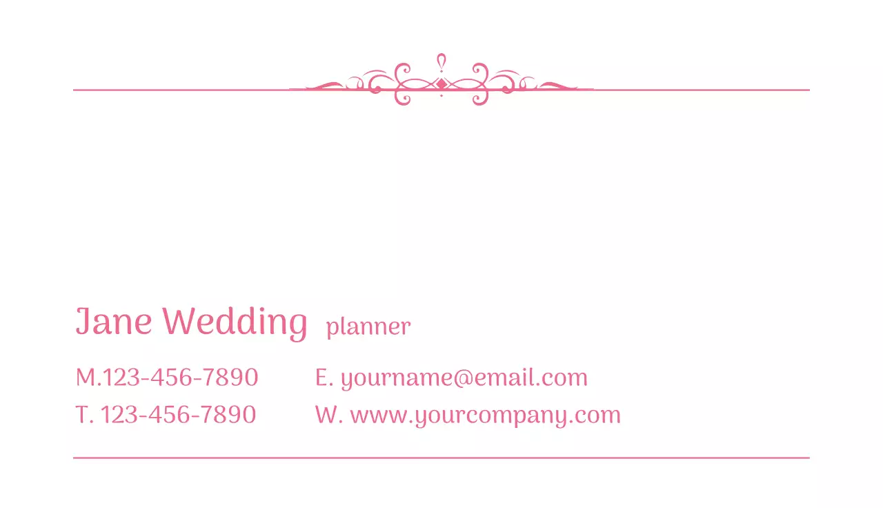 Pink Elegant Wedding Business Card