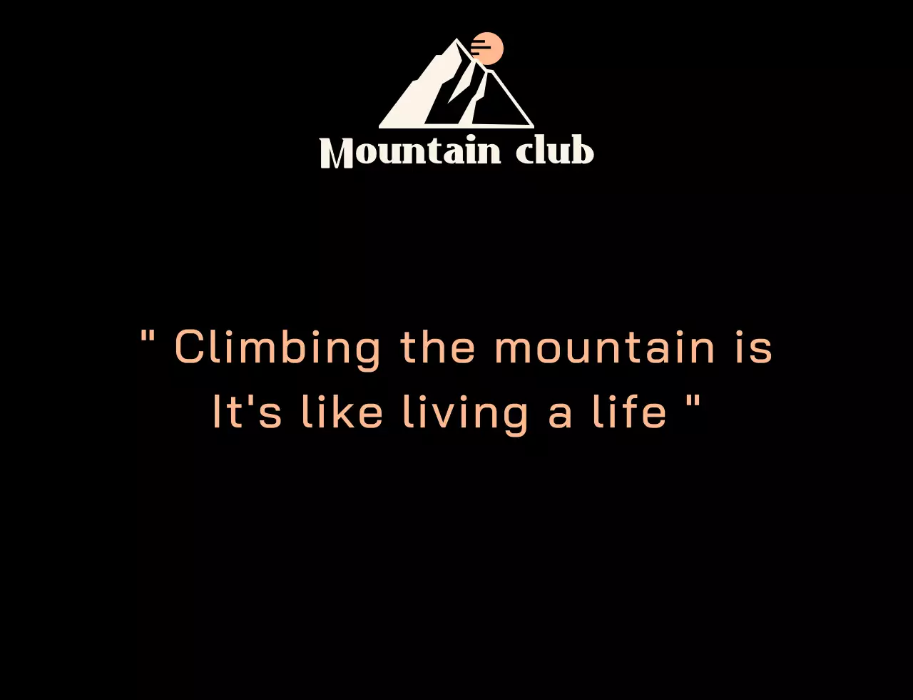 Mountain Club with black and orange mountain illustrations