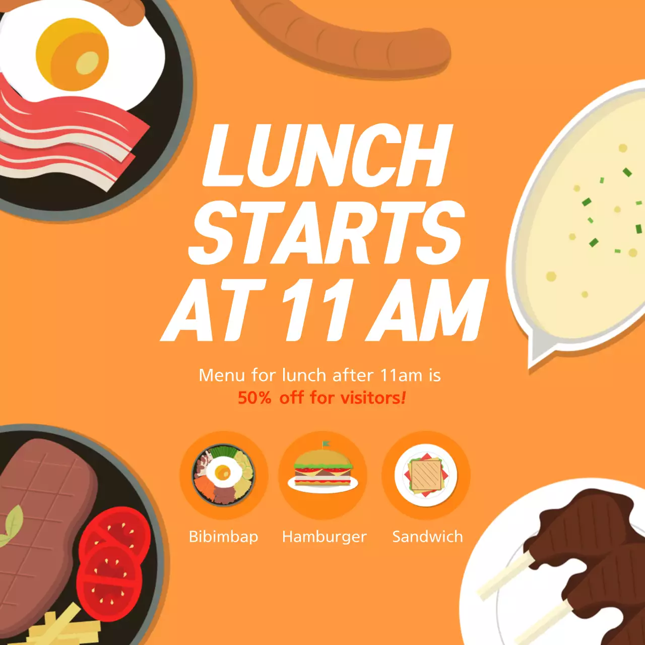 Orange Trendy Lunch Promotion Instagram Post