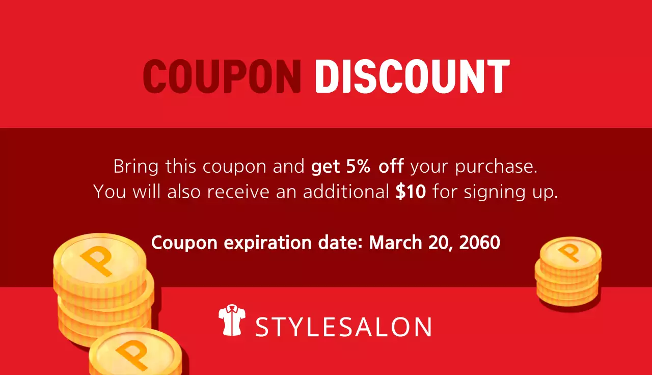 Red Modern Coupon Promotion Business Card