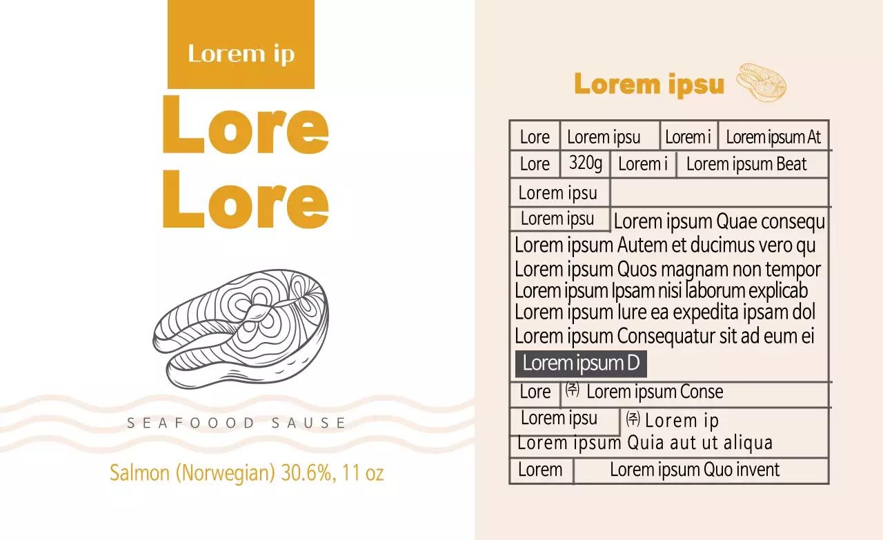 Yellow Illustrated Clean Salmon Farm Food Detail Label