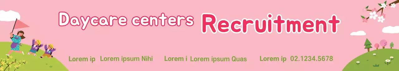Banner de recrutamento de creche rosa simples