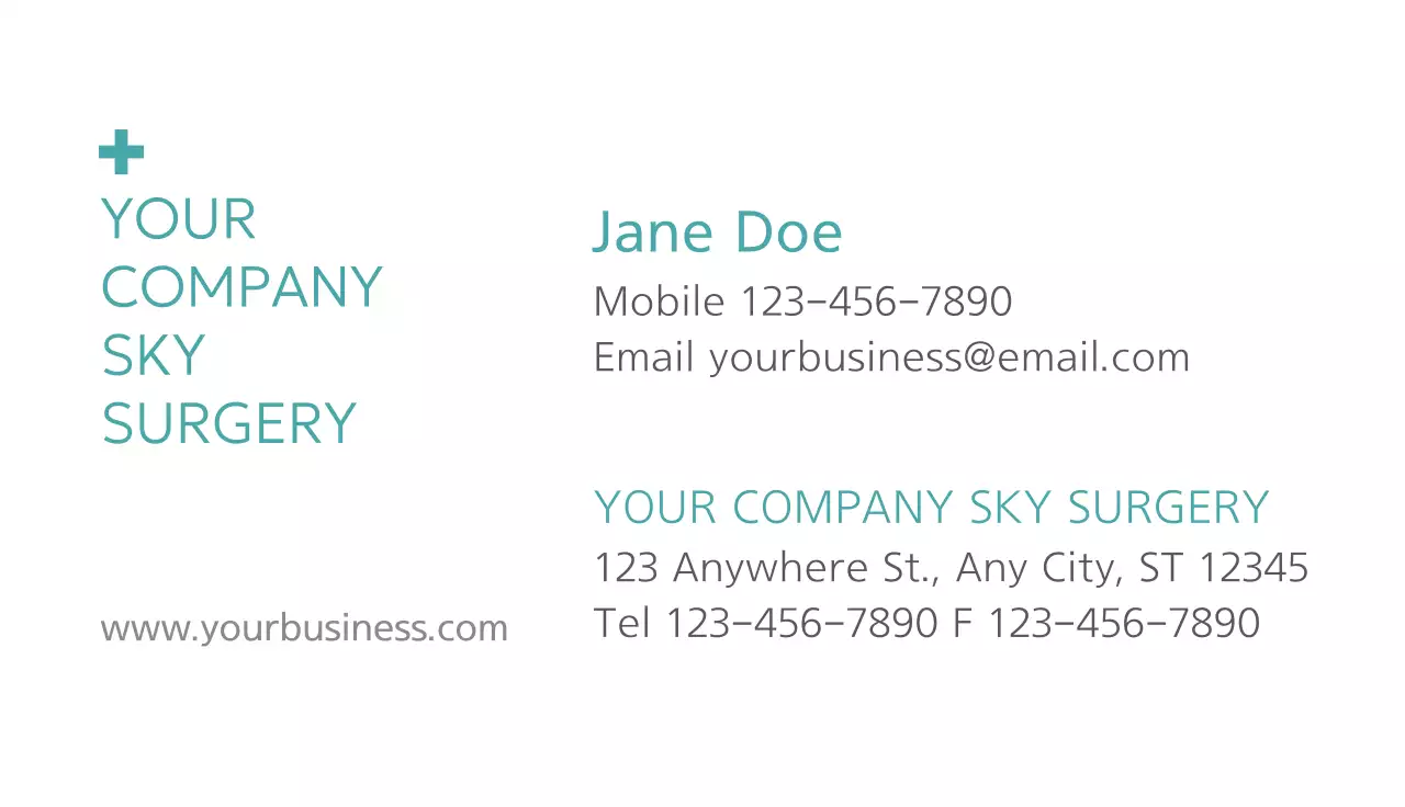 Teal Modern Hospital Business Card