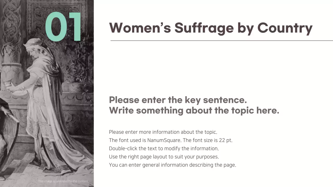  Presenting a subdued concept for a global women's suffrage assignment
