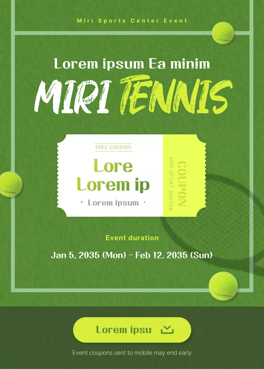 Green Sporty Tennis Promotion Poster
