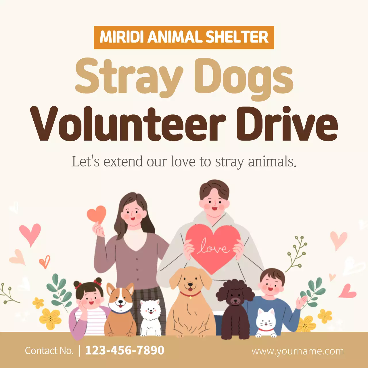 Beige Modern Volunteer Promotion Social Media Post