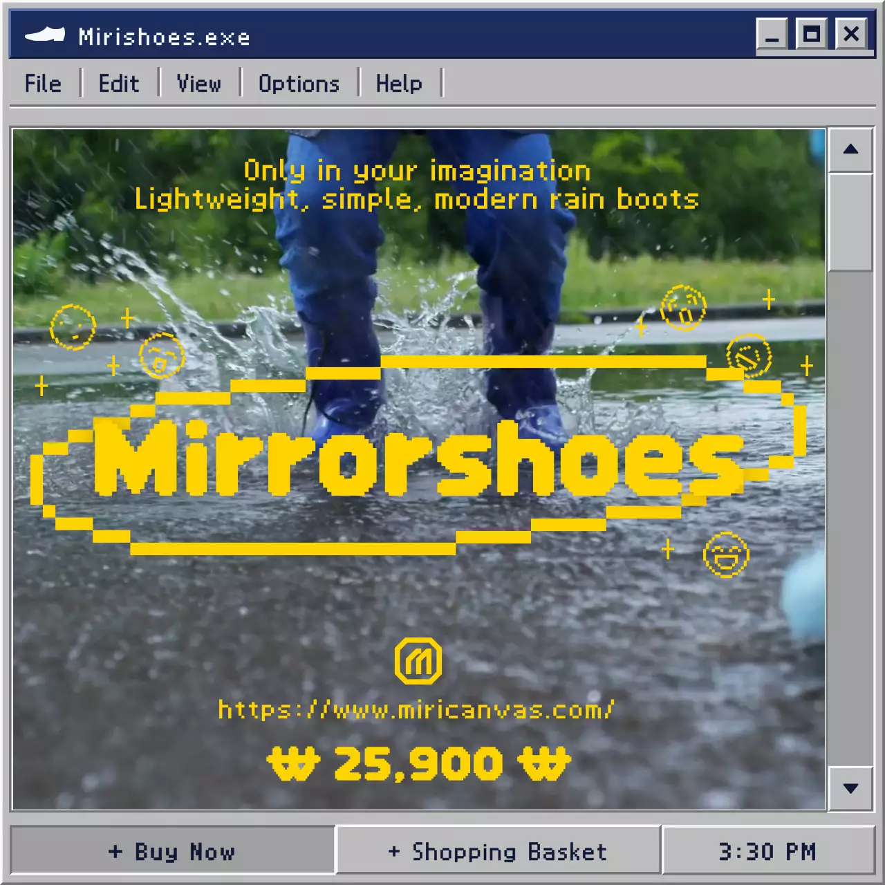 Yellow Retro Rain Boots Promotion Social Media Post