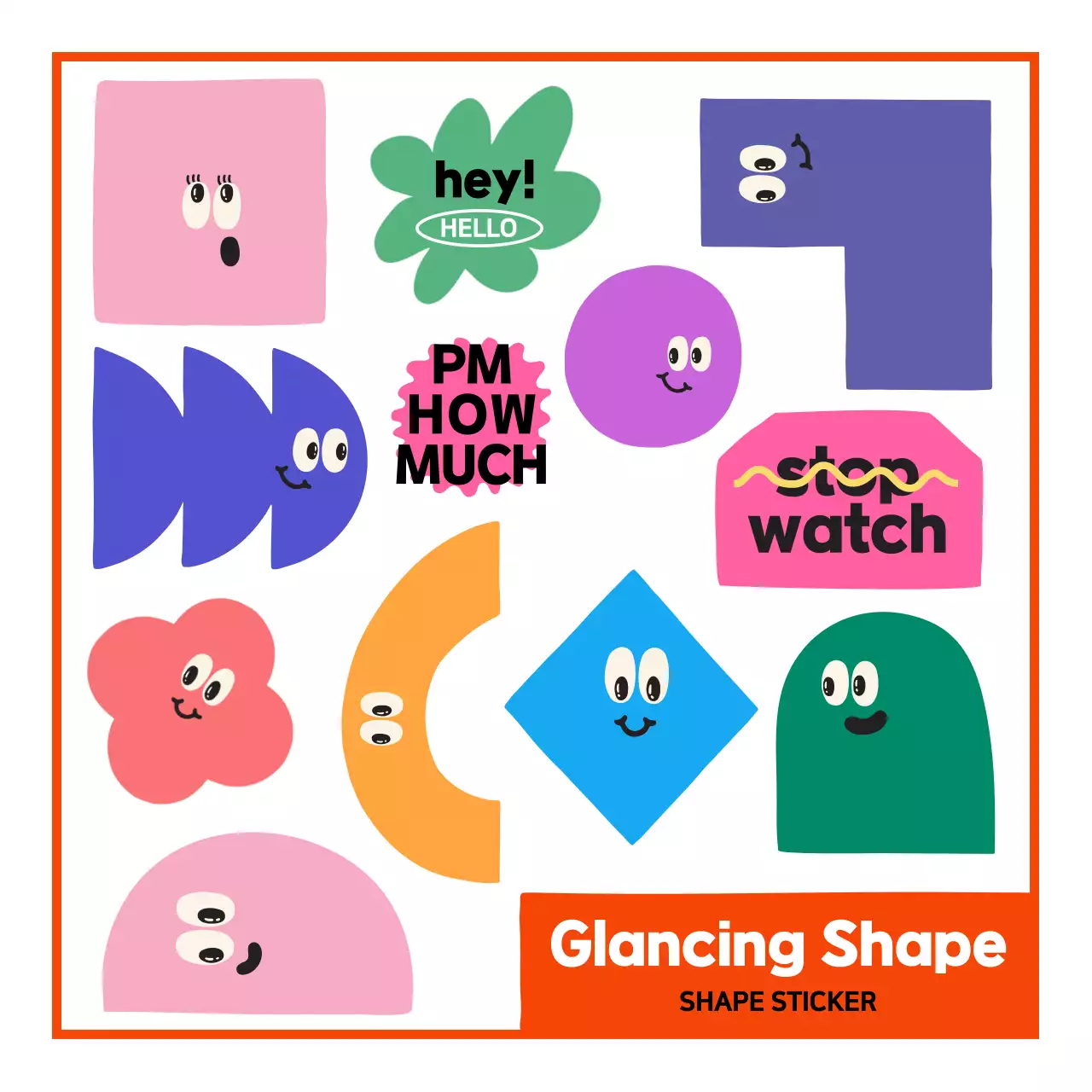 Karakter yang lucu dan penuh warna dengan beragam ekspresi wajah