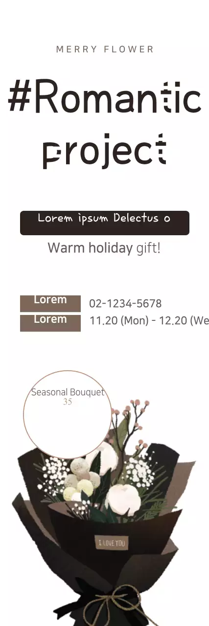 Banner promocional de flores elegantes marrons