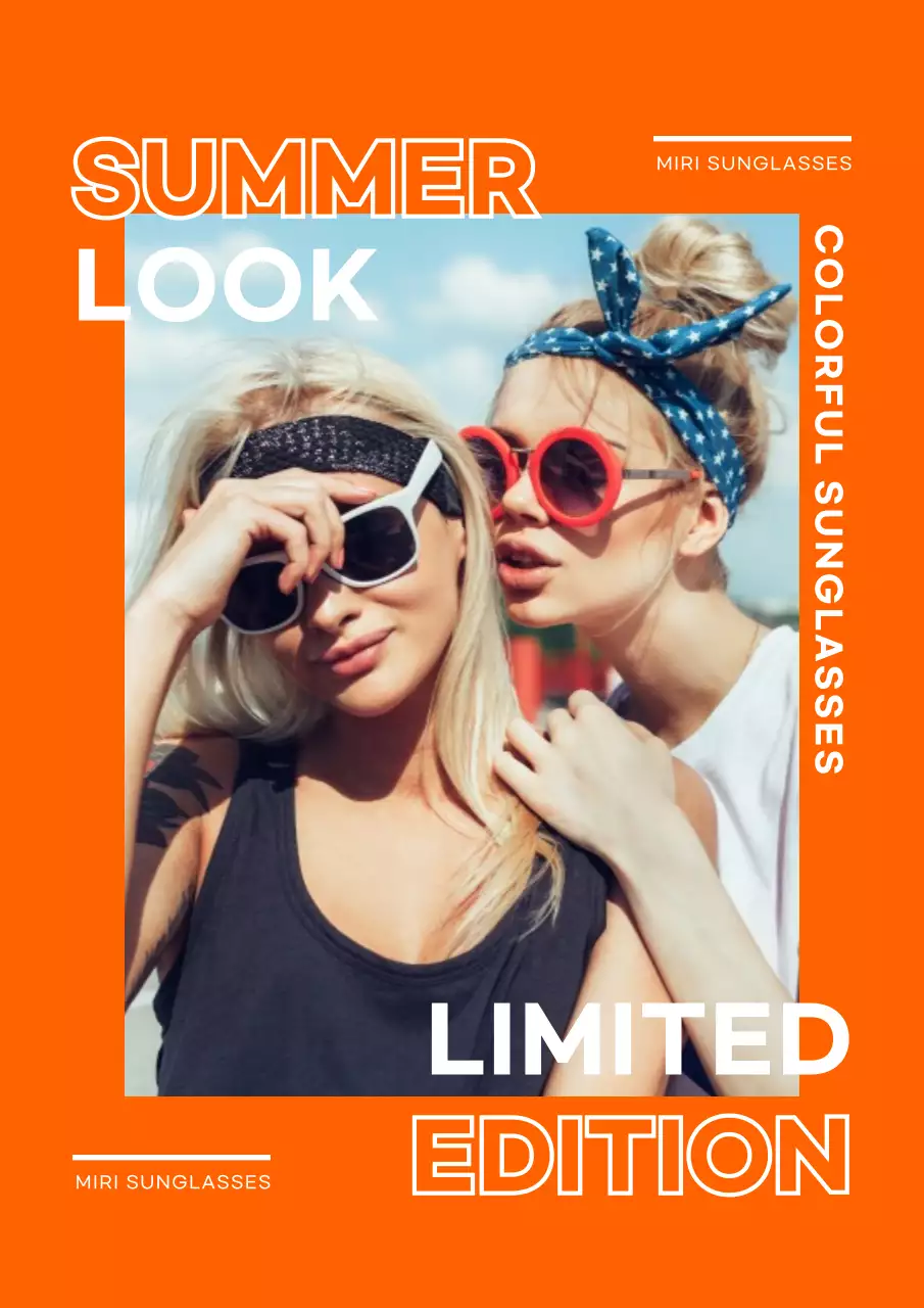 Orange Casual Summer Fashion Item Sunglasses Limited Edition Poster