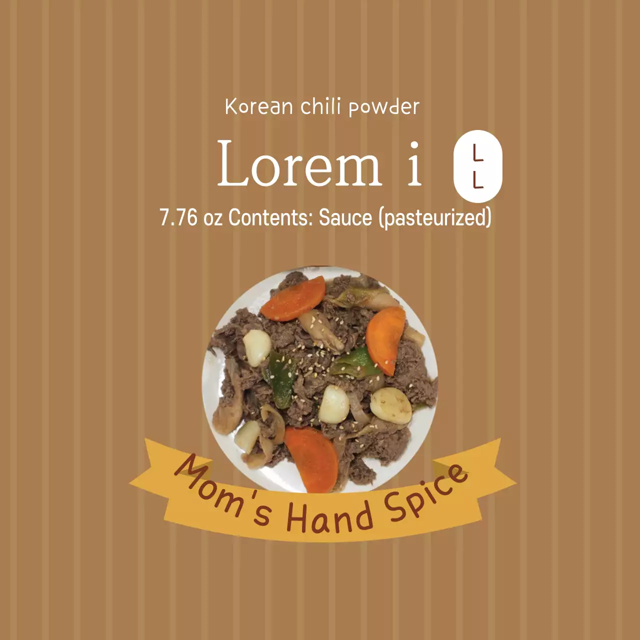 Fotografi krem menyoroti label bumbu bulgogi daging sapi makanan vintage