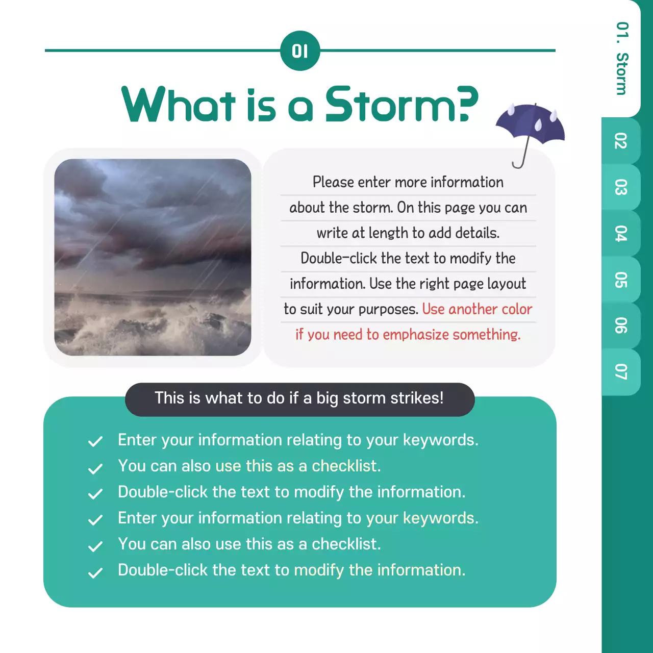 Turquoise disaster preparedness guidebook cardnews design