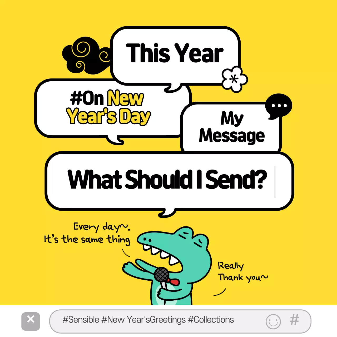 Yellow Comic New Year Greetings Instagram Carousel