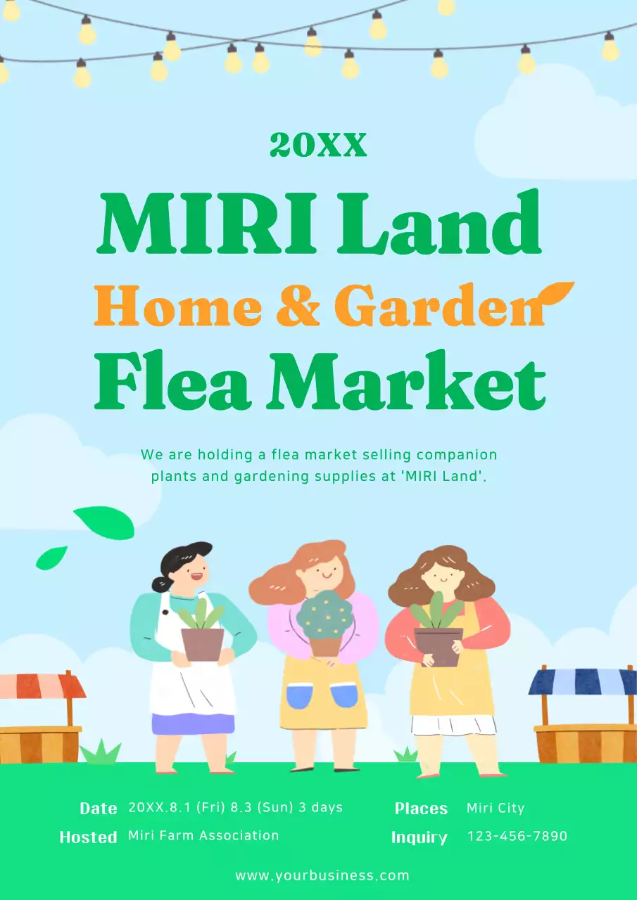 Blue Retro Flea Market Advertisement Poster