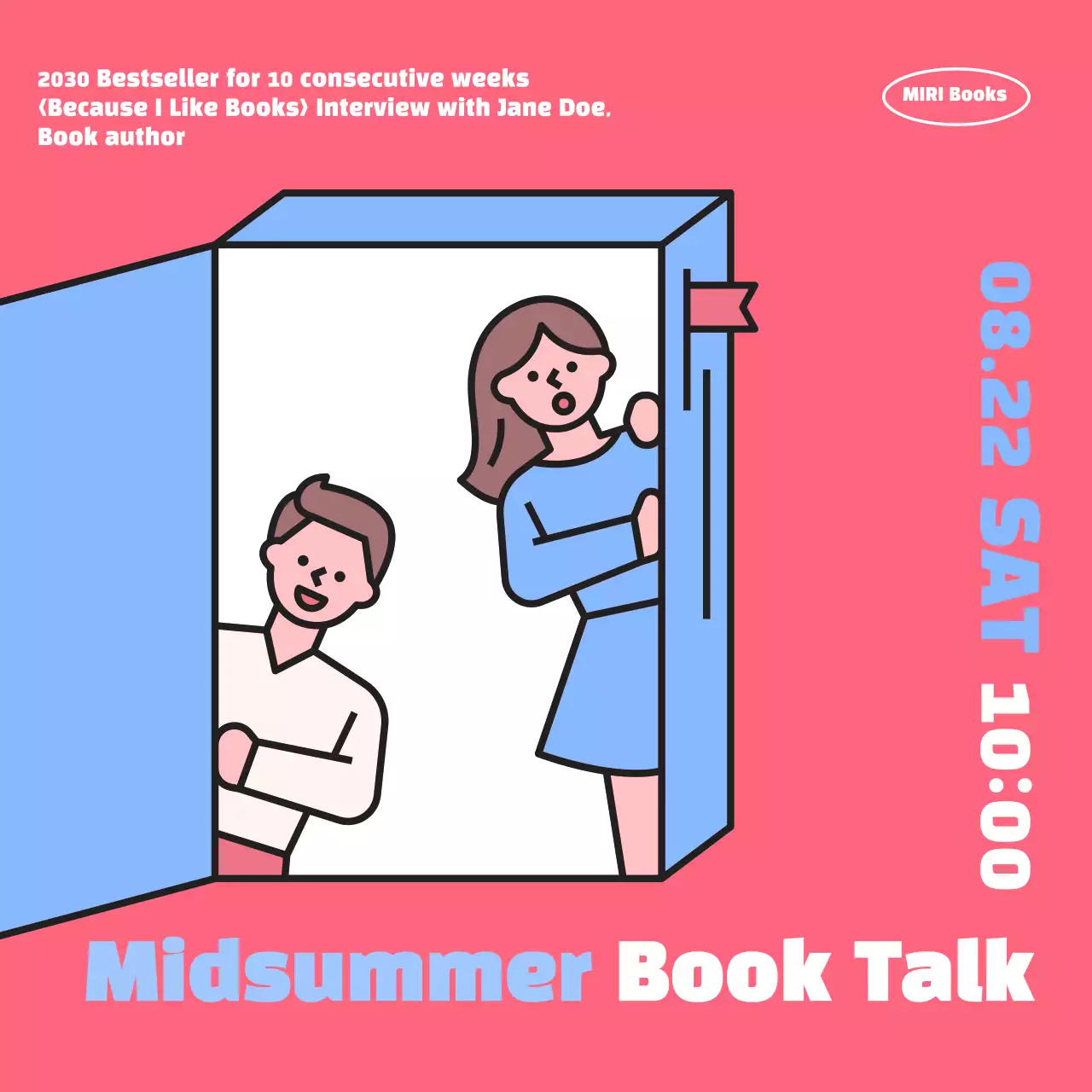 Pink Retro Book Event Announcement Social Media Post