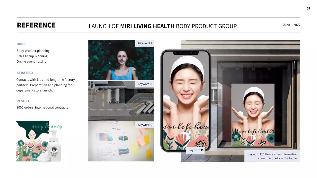 Simple cosmetics MD portfolio in light blue and black