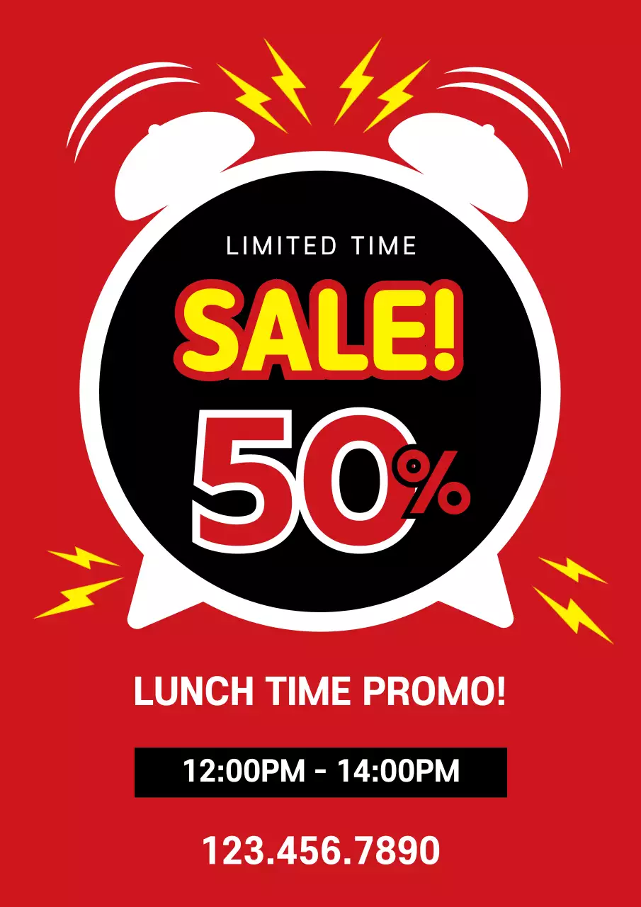 A simple, red, timesale event flyer