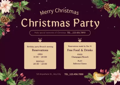 Maroon Vintage Christmas Invitation Poster