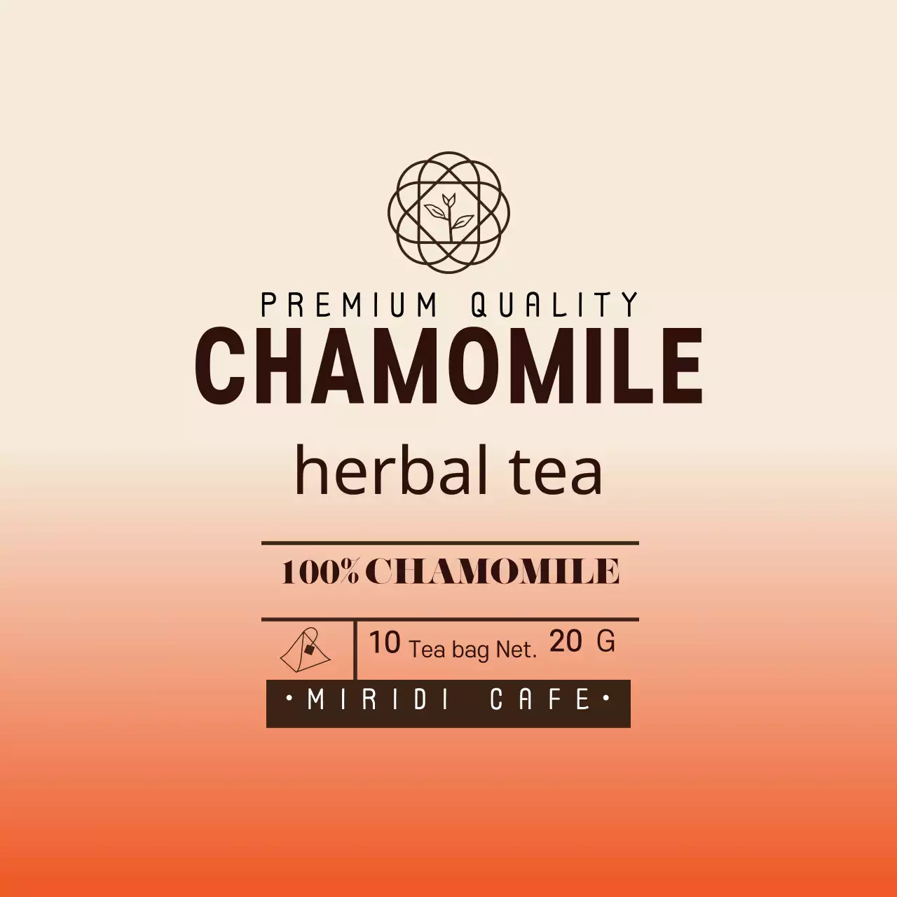 Red Ivory Illustration Cafe Chamomile Tea Bag Label