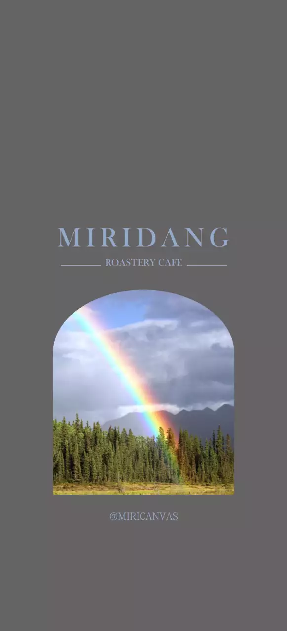 Emotional photo layout in dark gray and blue to promote a cafe