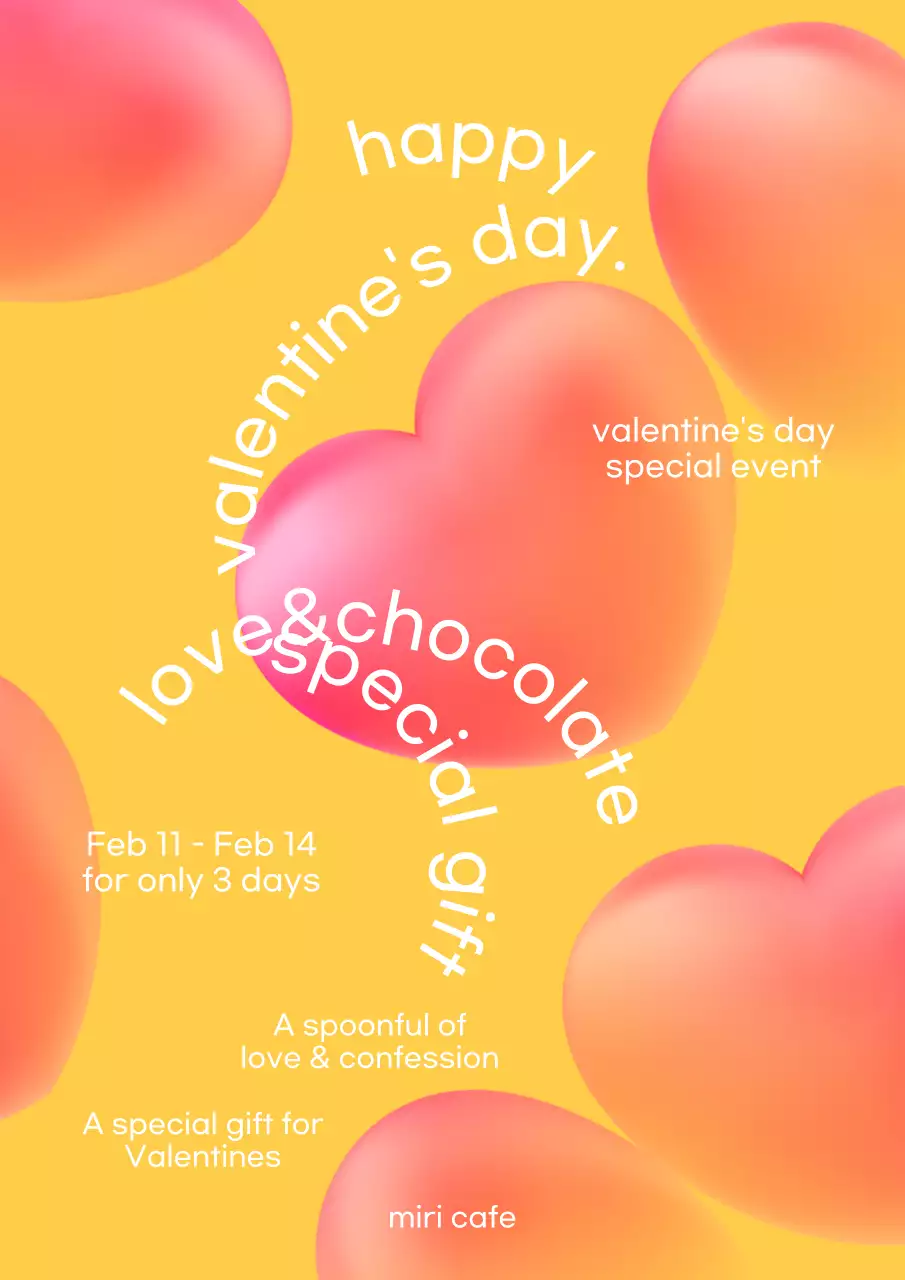 Valentine's Day with yellow background and heart concept