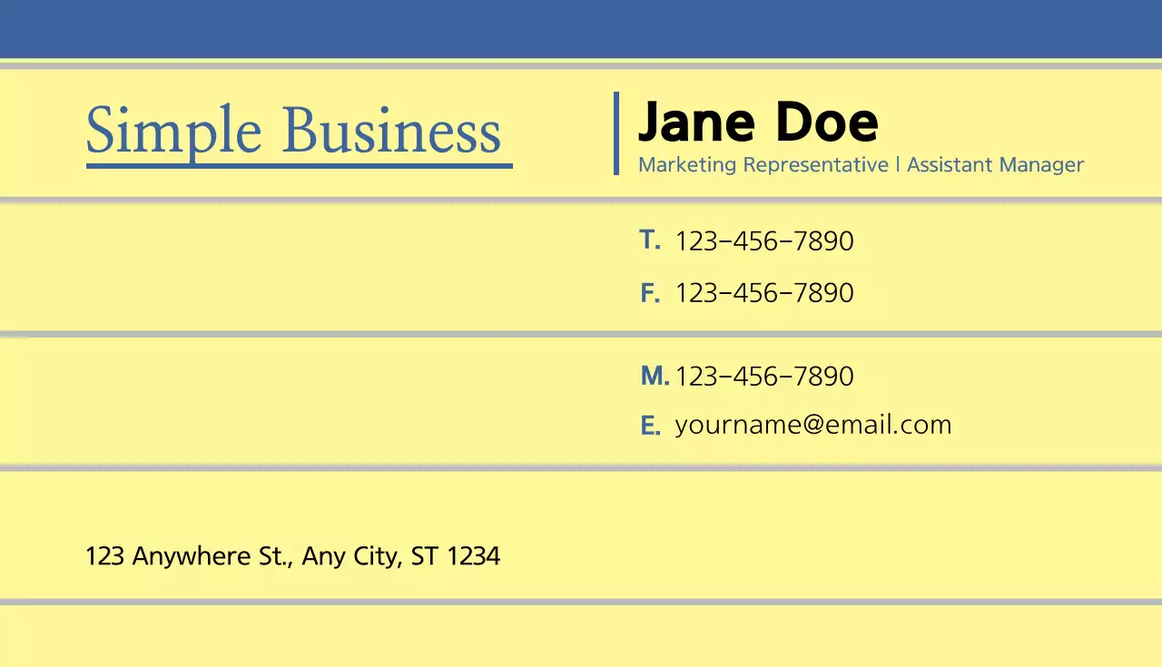 Yellow Simple Business Card