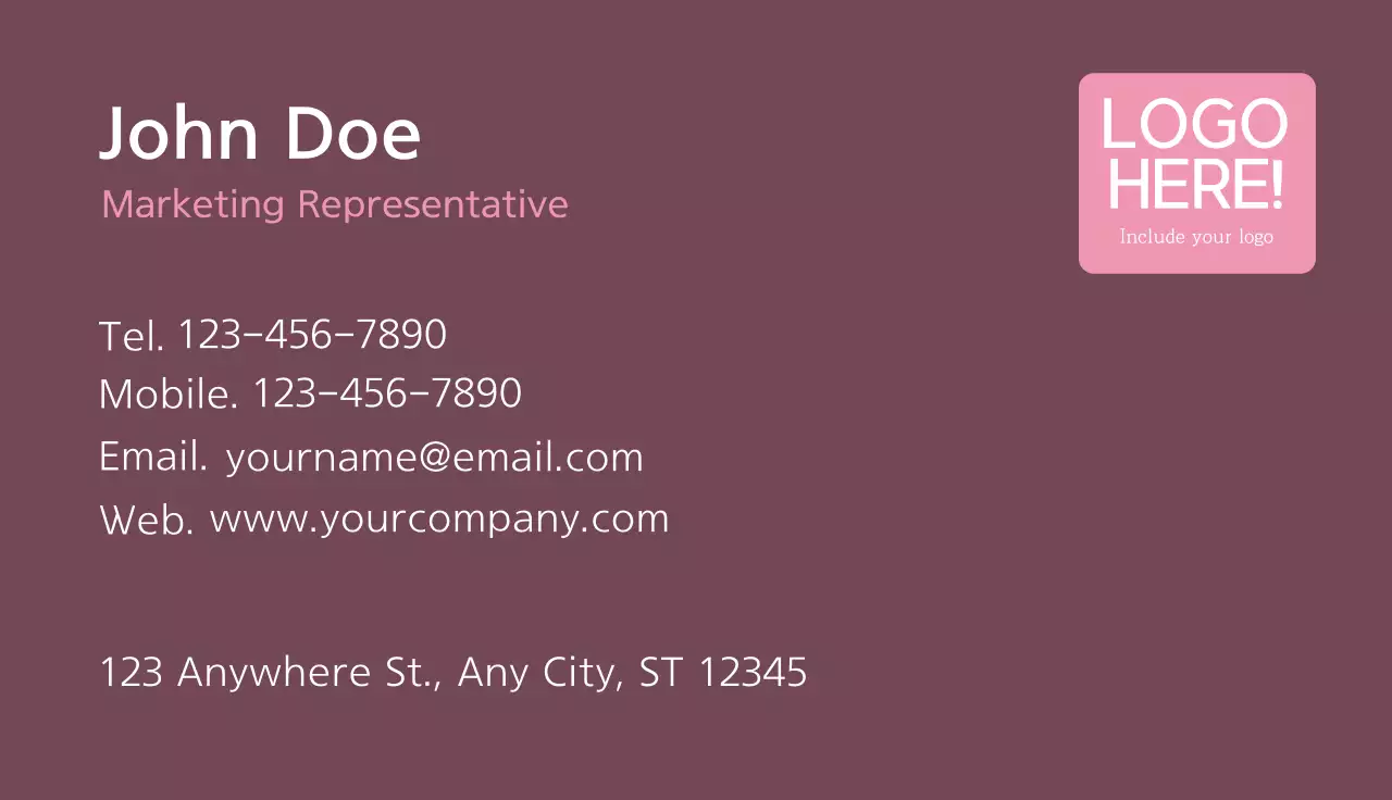 Simple Business CardPink