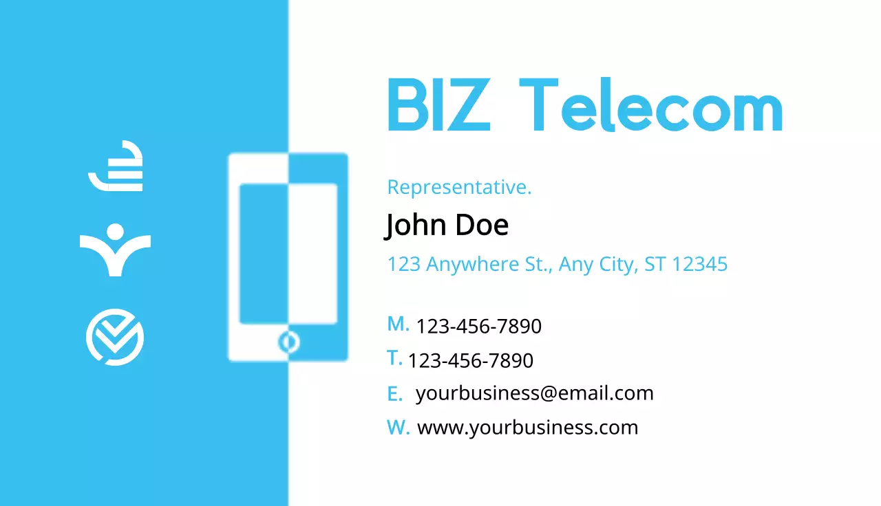 Blue Modern Telecom Business Card