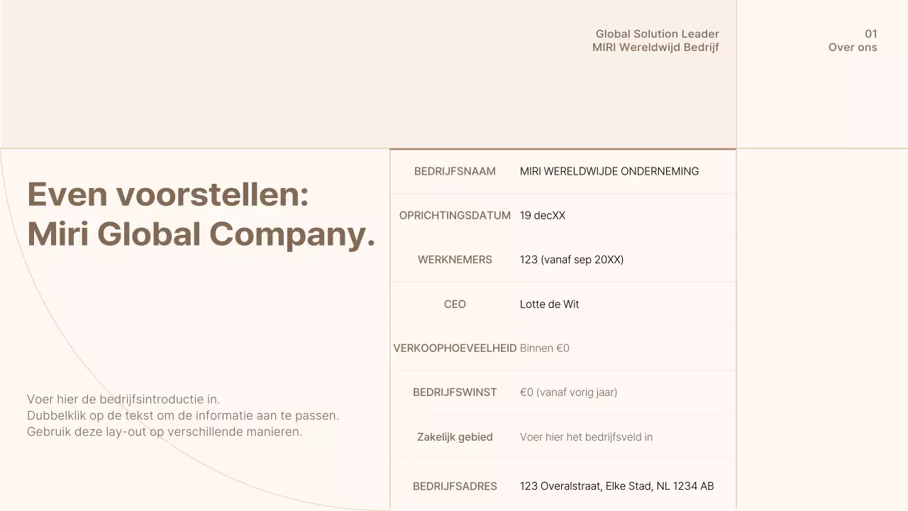 Een eenvoudig bruin en beige bedrijfsprofiel