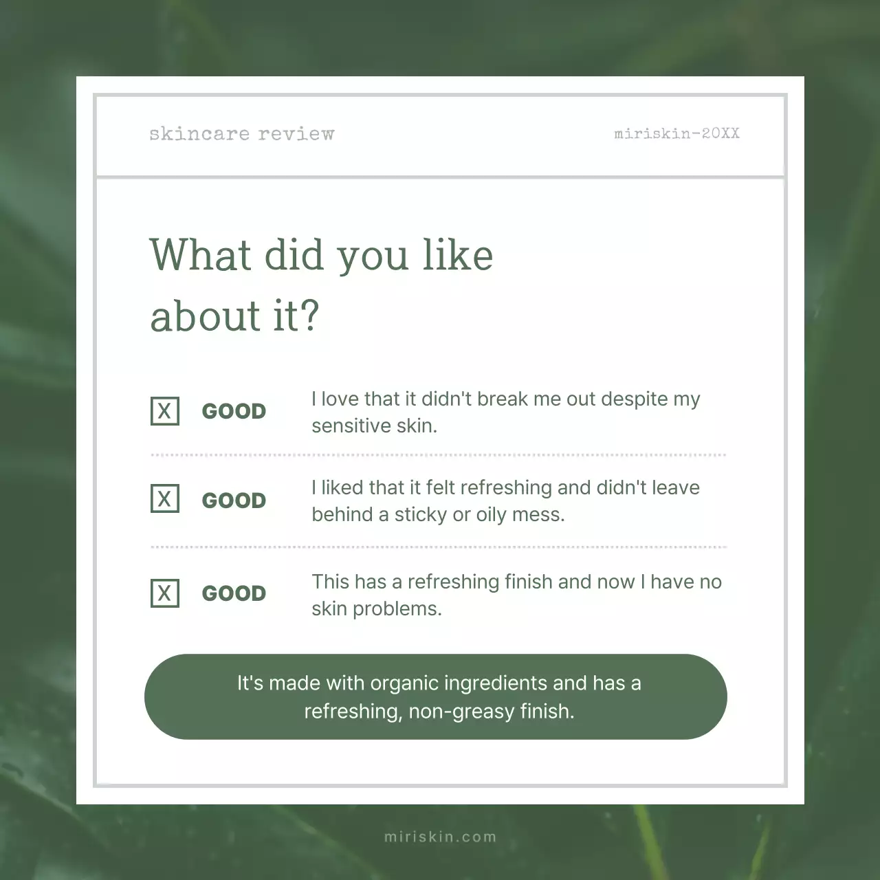 Green Minimal Skincare Review Instagram Carousel