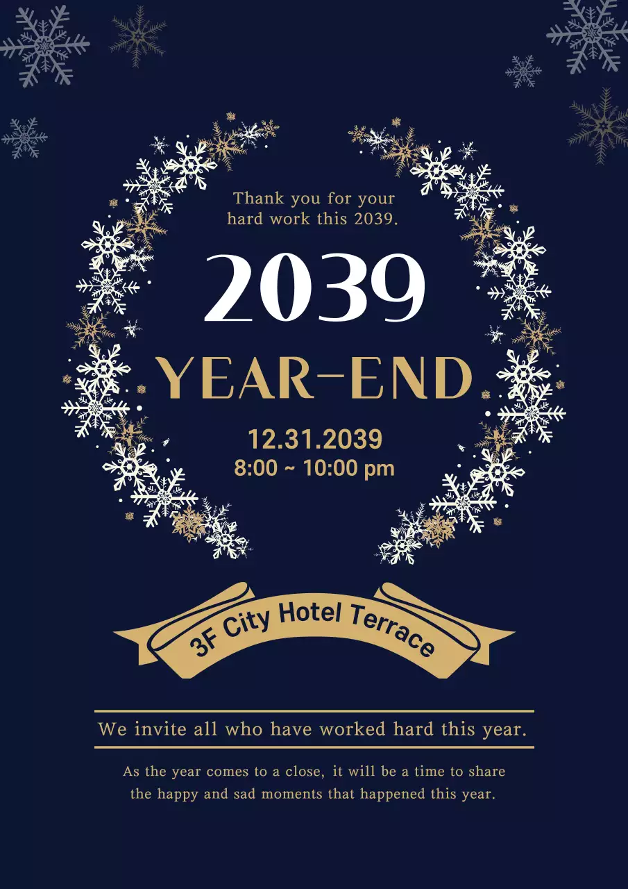Navy Elegant Year-End Invitation Poster